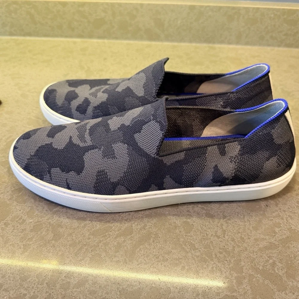 Rothy's Womens Blue Gray Camoflauge Slip On Casual Comfort Sneakers Size 11.5